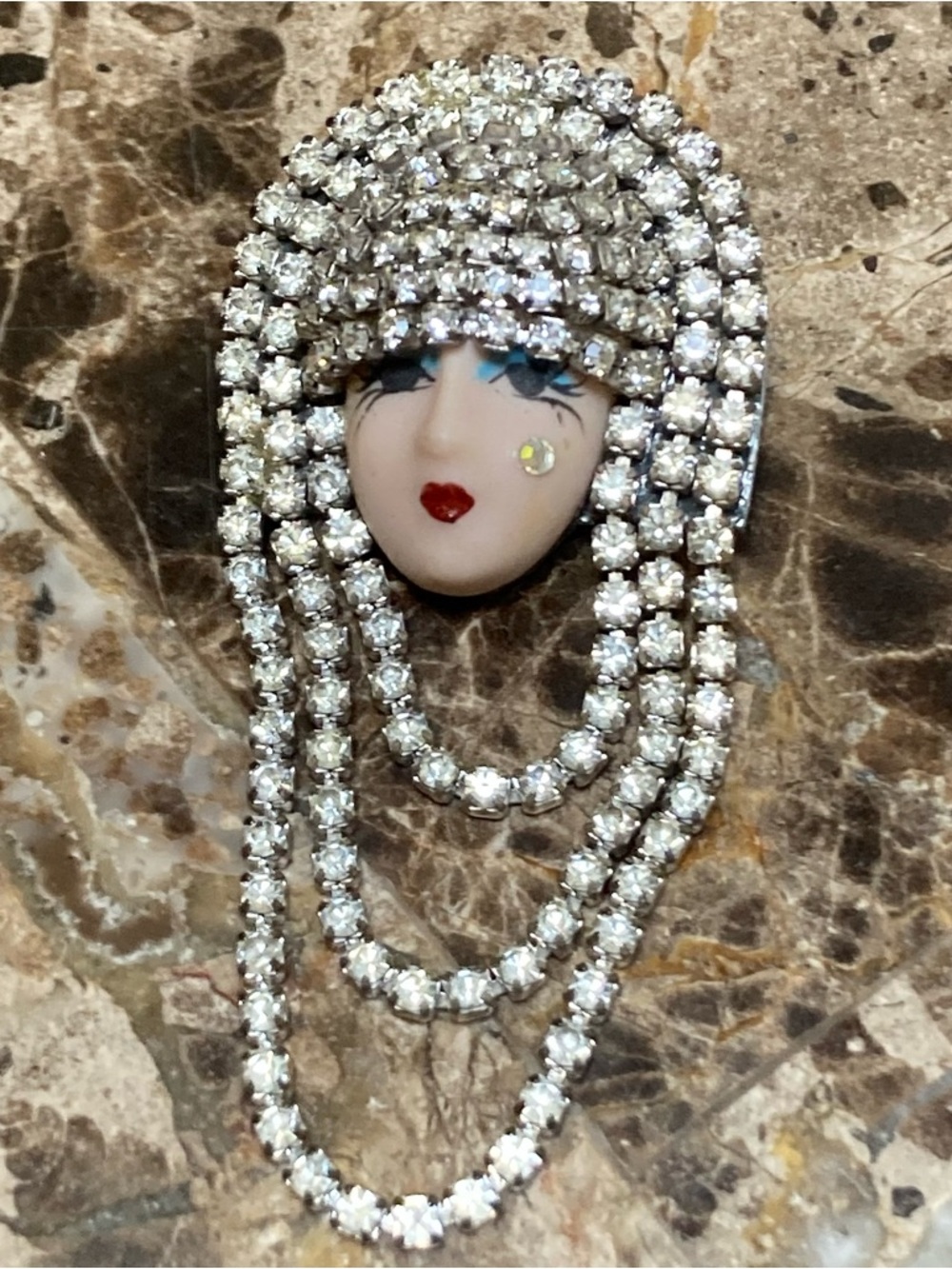 Vintage Porcelain Face Brooch by Elvira & Jackie